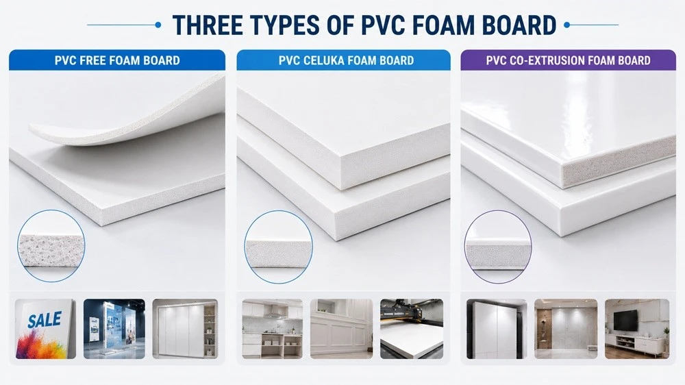 PVC free foam board Celuka foam board and co-extrusion foam board comparison PVC free foam board Celuka foam board and co-extrusion foam board comparison